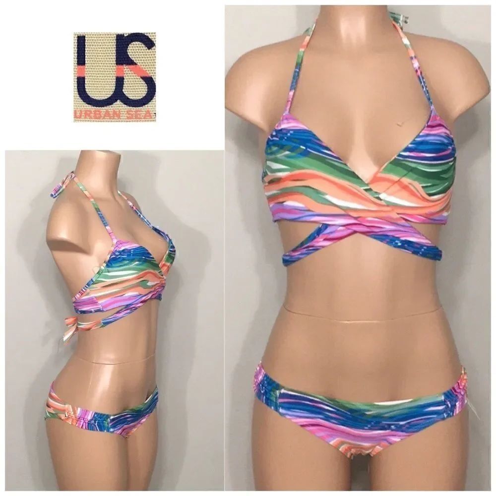 URBAN SEA multi colored wrap bikini.